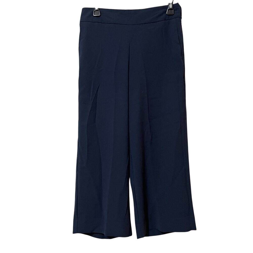 Banana Republic Blue Wide Leg Cropped Trouser Dress Pants Womens 0 Preppy